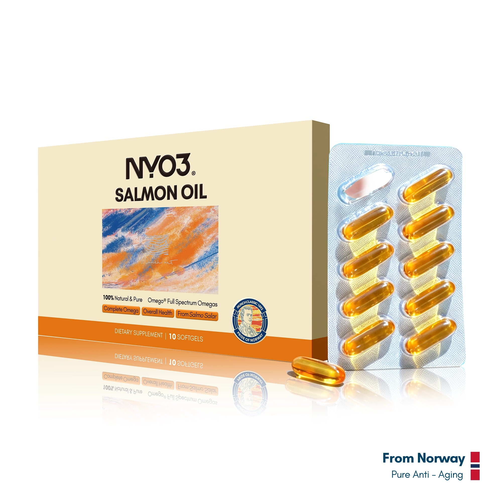 NYO3® Glowish 97% Full-Spectrum Salmon Oil 1000mg – 10 Softgels