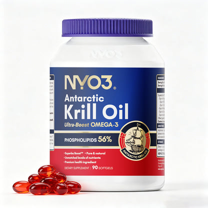 NYO3® Antarctic Krill Oil – 56% Phospholipids 500mg 90 Softgels