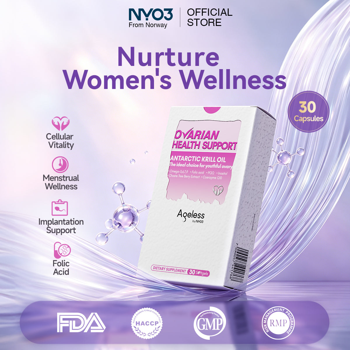 NYO3® Ageless Ovarian Health Support Antarctic Krill Oil