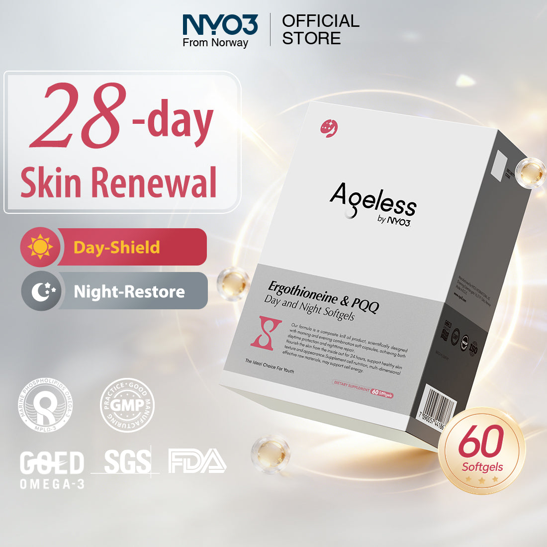 NYO3® Ageless Beauty Nourishing Krill Oil Softgels
