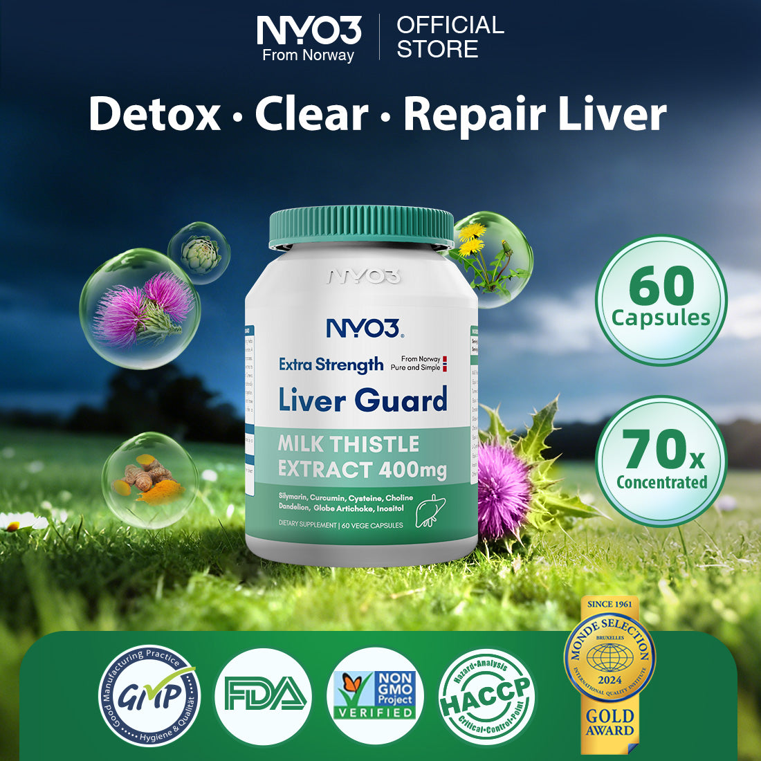 NYO3® Extra Strength Liver Guard Vegetable Capsules