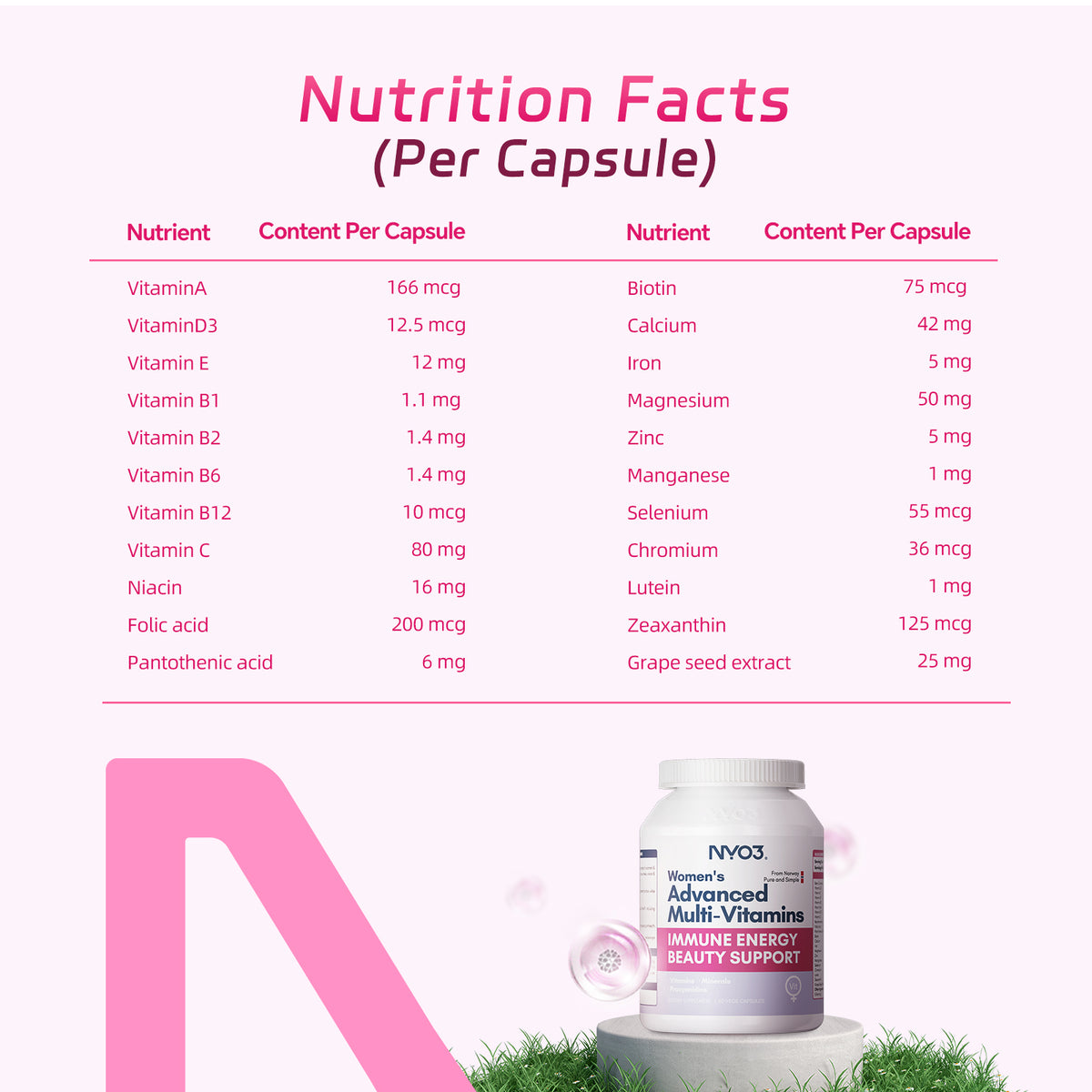 NYO3® Women's Advanced Multi-Vitamins Capsules 545mg