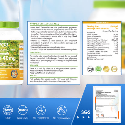 NYO3® Blueberry Extract & Lutein Softgels