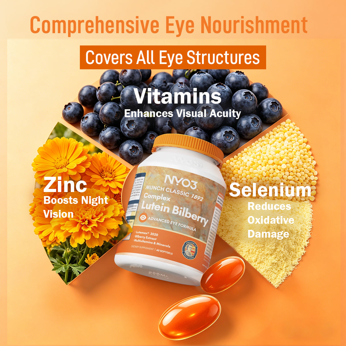 NYO3® Complex Lutein Bilberry Softgels 527mg