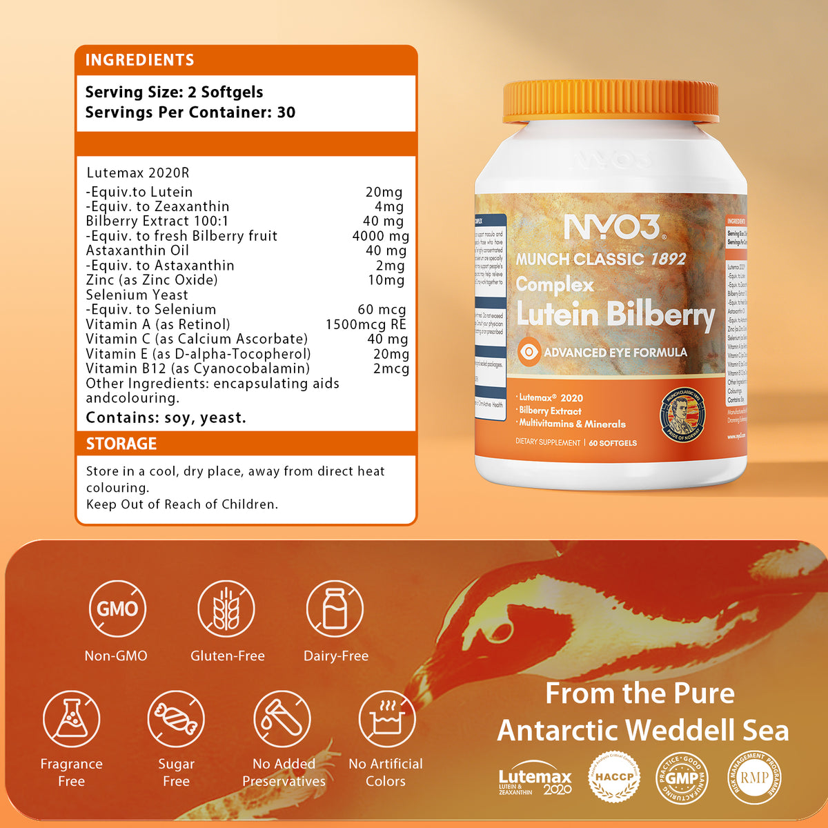 NYO3® Complex Lutein Bilberry Softgels 527mg