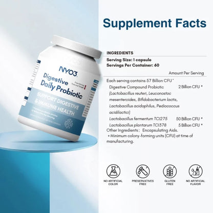 NYO3® Daily Digestive Probiotic Capsules(Buy More, Save More)