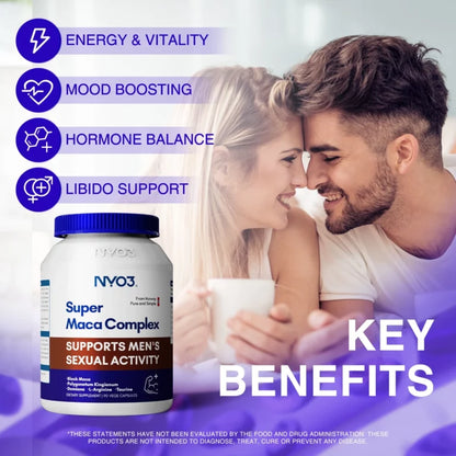 NYO3® Organic Black Maca Root Vegan Capsules 90 Ct(Buy More, Save More)