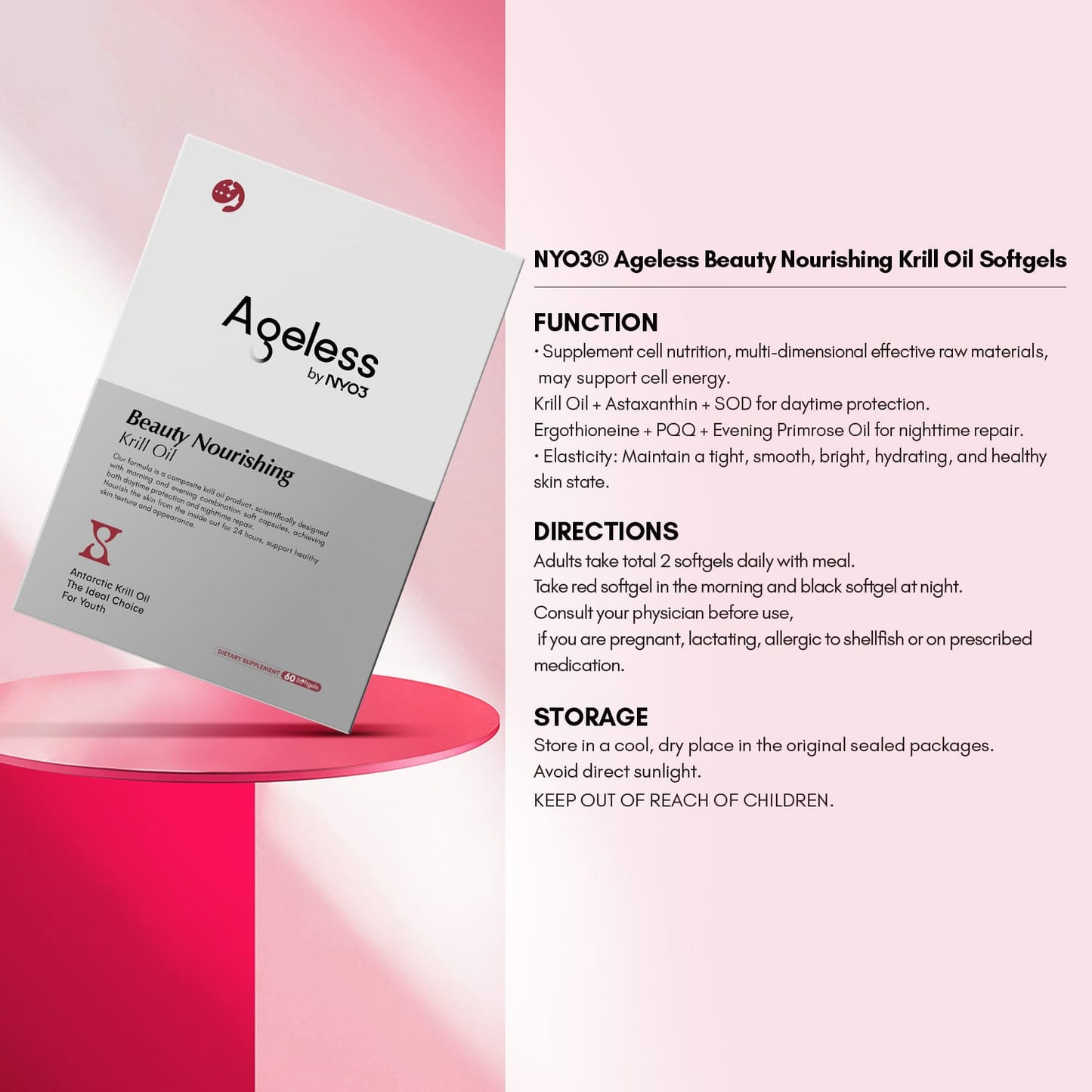 NYO3® Ageless Beauty Nourishing Krill Oil Softgels(Buy More, Save More)