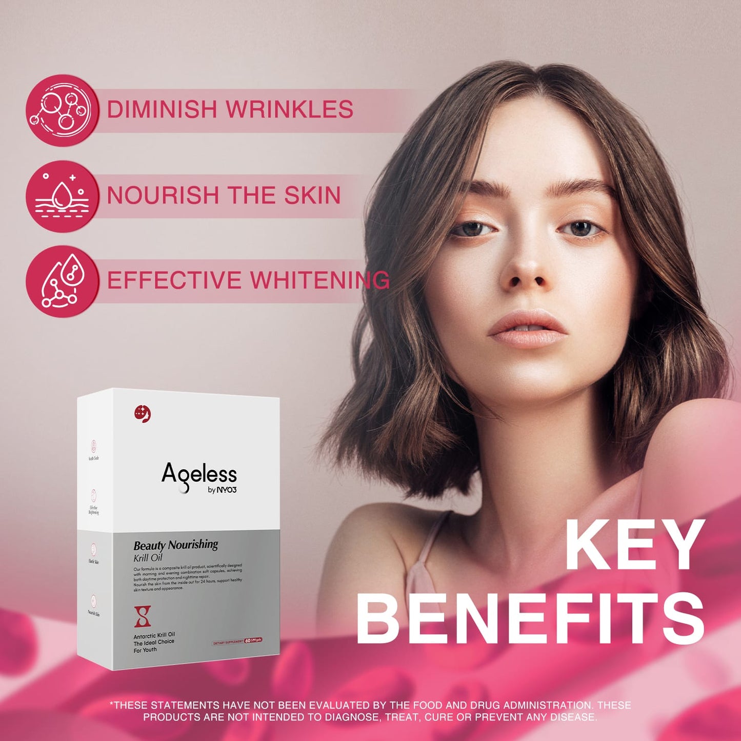 NYO3® Ageless Beauty Nourishing Krill Oil Softgels(Buy More, Save More)